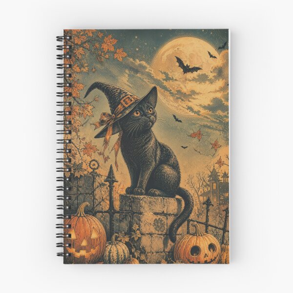 Item preview, Vintage Cat with Witch Hat Full Moon Halloween designed and sold by Mauswohn.