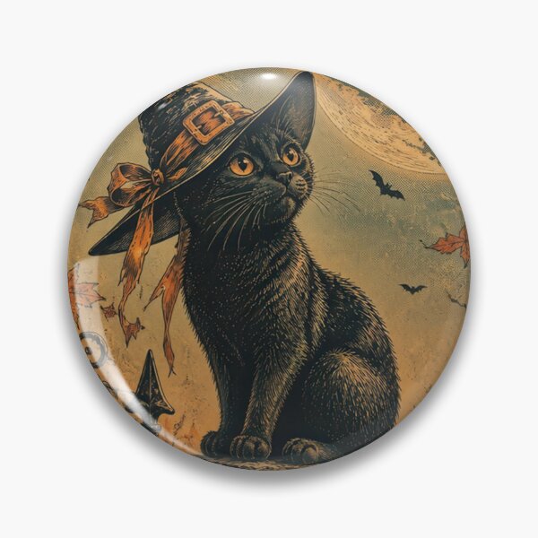 Item preview, Vintage Cat with Witch Hat Full Moon Halloween designed and sold by Mauswohn.