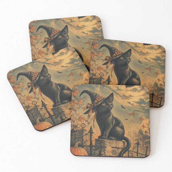 Item preview, Vintage Cat with Witch Hat Full Moon Halloween designed and sold by Mauswohn.