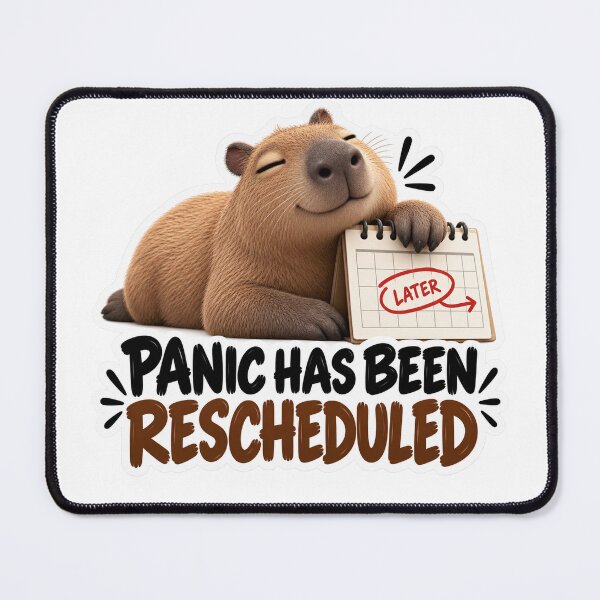 Item preview, Panic Has Been Rescheduled – Funny Capybara Sticker designed and sold by biomood.
