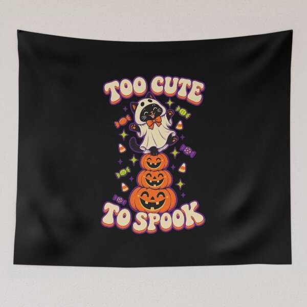 Item preview, Too Cute To Spook - Kawaii Halloween Ghost Cat on Pumpkins designed and sold by StudioSand.