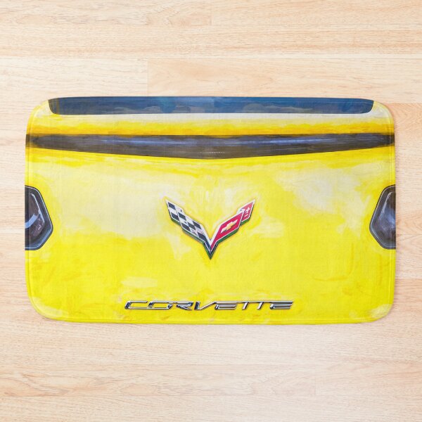 Item preview,  2014 Corvette Stingray Coupe Velocity Yellow Hood Badge Poster designed and sold by RichFrancoCars.