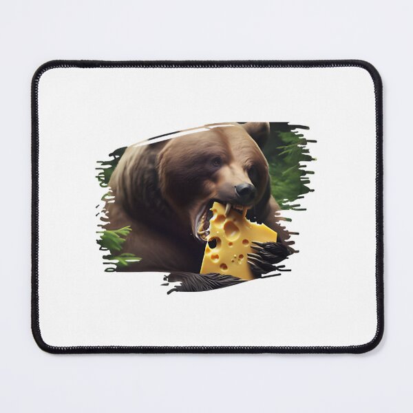 Item preview, Wild Bear Devouring Cheese Illustration Design designed and sold by Astro Cats Social Club.