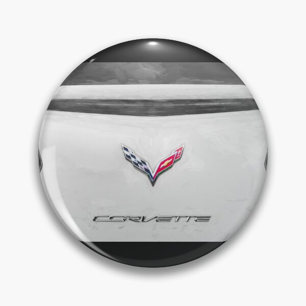 Item preview,  2014 Corvette Stingray Coupe Velocity Yellow Hood Badge Poster designed and sold by RichFrancoCars.