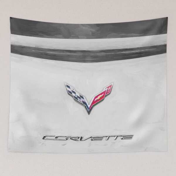 Item preview,  2014 Corvette Stingray Coupe Velocity Yellow Hood Badge Poster designed and sold by RichFrancoCars.