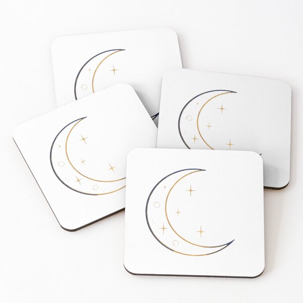 Item preview, Celestial Crescent Moon Gold Navy Boho Line Art Design designed and sold by SoftLifeClub.