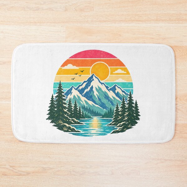 Item preview, Retro mountains with trees designed and sold by trendspatterns.