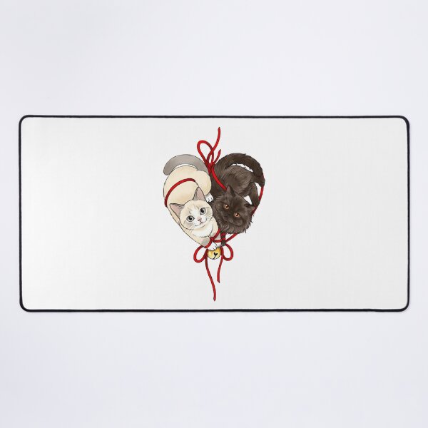 Item preview, Yin Yang Cats Tied by Red String Heart - Cute Black and White Kitten Art designed and sold by PetalsPaws.