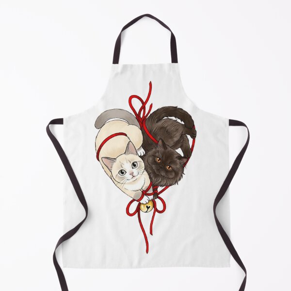Item preview, Yin Yang Cats Tied by Red String Heart - Cute Black and White Kitten Art designed and sold by PetalsPaws.
