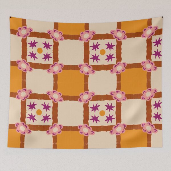 Item preview, Retro Daisy Tile Mid Century Terracotta Floral designed and sold by adamstav-prints.