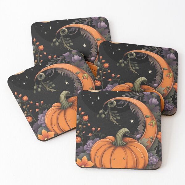 Item preview, Whimsical Gothic Autumn Pumpkin and Full Moon — Spooky Celestial Floral Night designed and sold by LYAN-STORE.