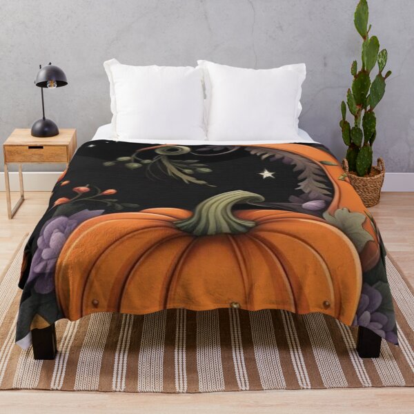 Item preview, Whimsical Gothic Autumn Pumpkin and Full Moon — Spooky Celestial Floral Night designed and sold by LYAN-STORE.
