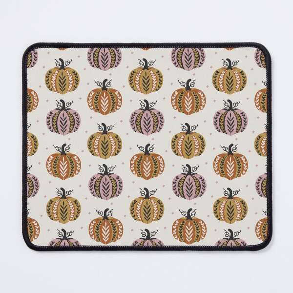 Item preview, Folk Art Halloween Fall Ornate Pumpkins in Brown Mustard and Pink designed and sold by EliveraDesigns.