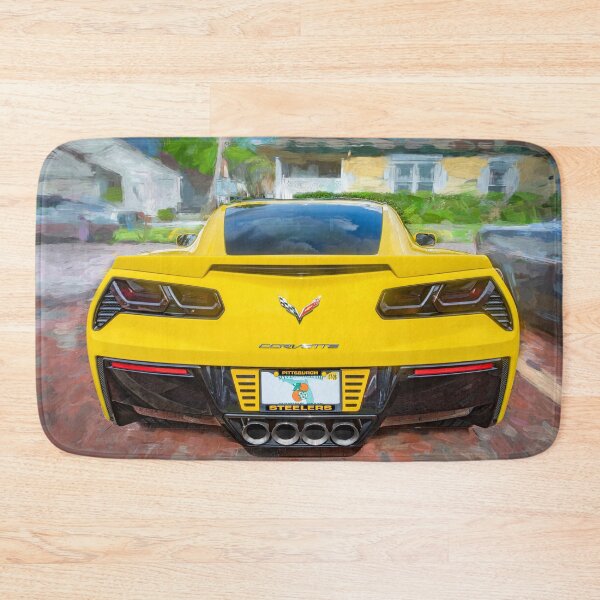 Item preview,  2014 Corvette Stingray Coupe Velocity Yellow Hood Badge Poster designed and sold by RichFrancoCars.