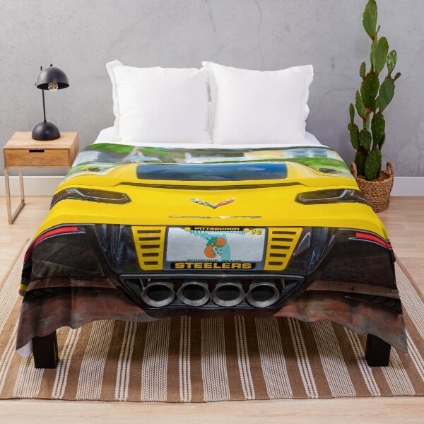 Item preview,  2014 Corvette Stingray Coupe Velocity Yellow Hood Badge Poster designed and sold by RichFrancoCars.