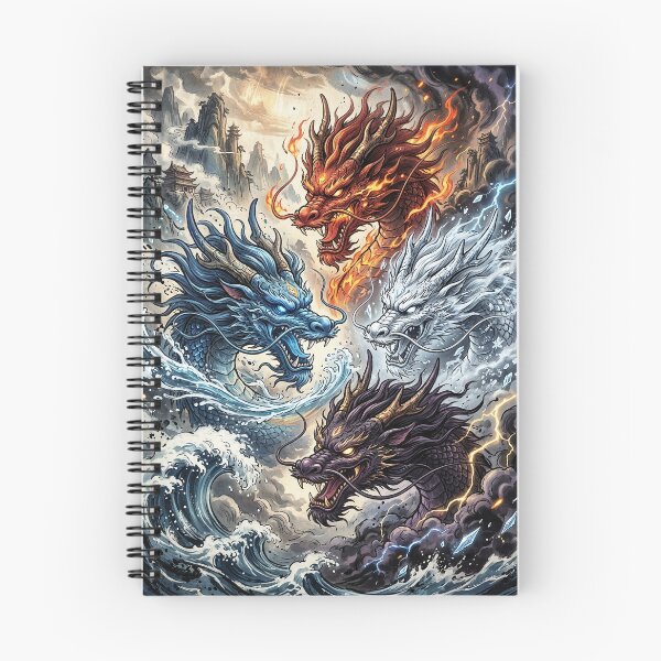 Item preview, Four Dragon Kings - Chinese Mythology Art designed and sold by Lucid Dream Pixel.