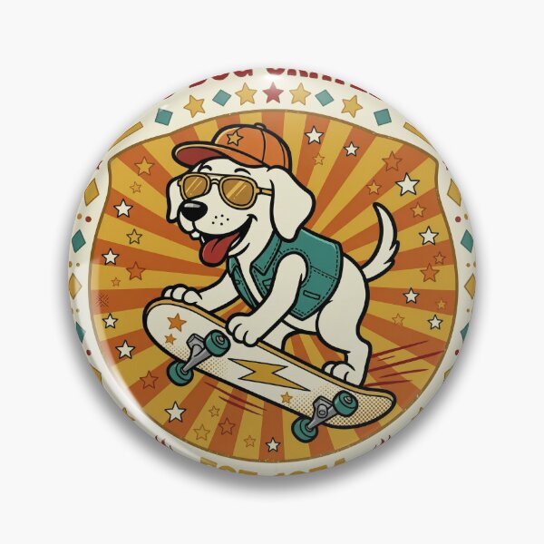 Item preview, Retro Dog Skateboard 70s Americana Badge designed and sold by DIUMERI.