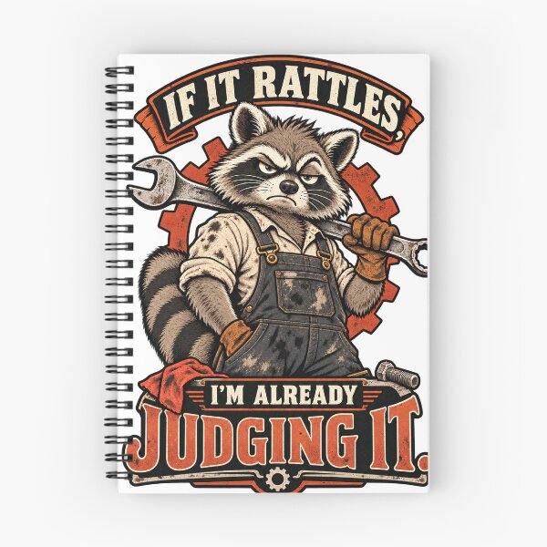 Item preview, Mechanic Raccoon Shirt – If It Rattles I'm Already Judging It designed and sold by The Grumpy Pet Club.