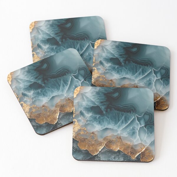 Item preview, Teal Agate Geode with Gold Veins — Luxury Mineral Crystal Texture designed and sold by LYAN-STORE.