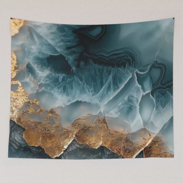 Item preview, Teal Agate Geode with Gold Veins — Luxury Mineral Crystal Texture designed and sold by LYAN-STORE.