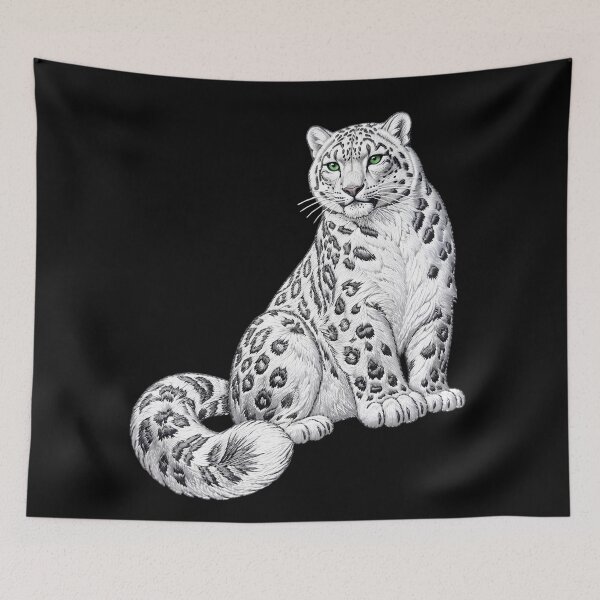 Item preview, Snow Leopard with Green Eyes – Majestic Wildlife Art designed and sold by ManJiangHong.