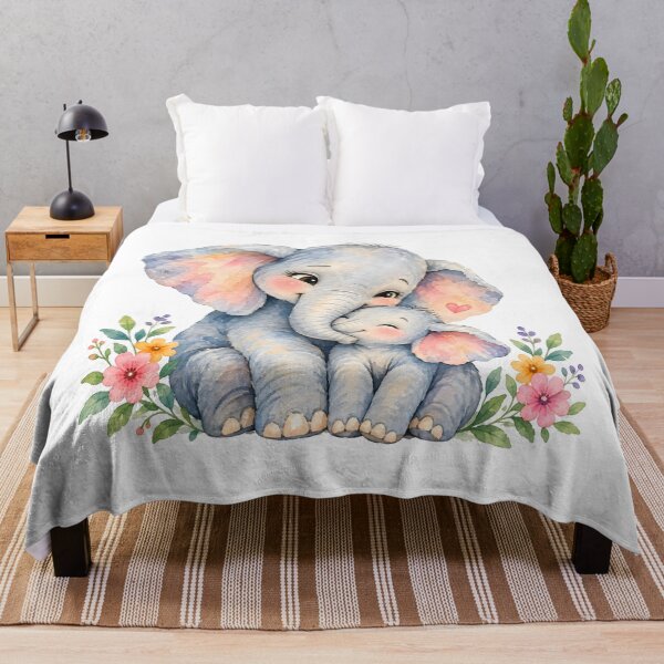 Item preview, Watercolor mother elephant with baby designed and sold by trendspatterns.