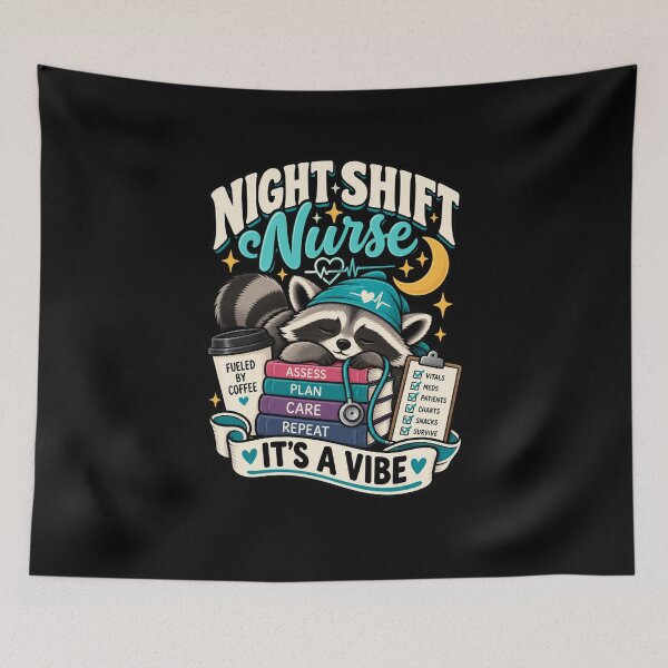 Item preview, Night Shift Nurse It's A Vibe Funny Raccoon Nurse designed and sold by Ridaelb.