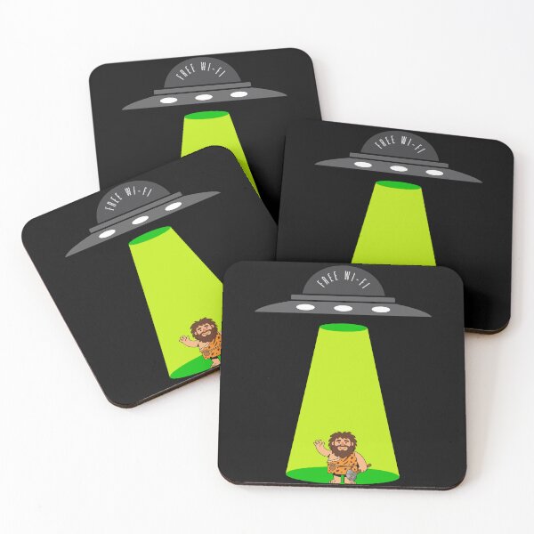 Item preview, UFO Free Wi-Fi Abduction Funny Caveman Alien Meme designed and sold by DonaFada.