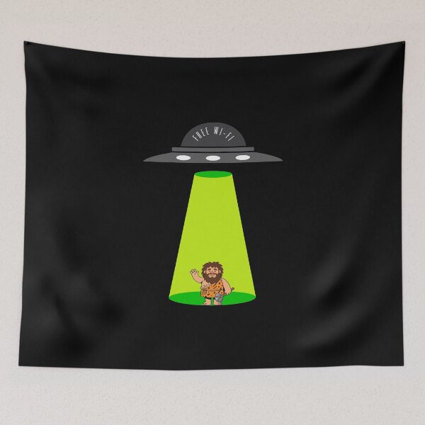 Item preview, UFO Free Wi-Fi Abduction Funny Caveman Alien Meme designed and sold by DonaFada.