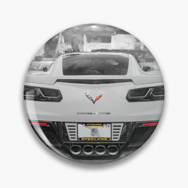 Item preview,  2014 Corvette Stingray Coupe Velocity Yellow Hood Badge Poster designed and sold by RichFrancoCars.