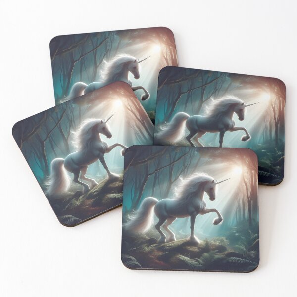 Item preview, Magical White Unicorn Enchanted Forest Artwork designed and sold by Sybille-Yates.