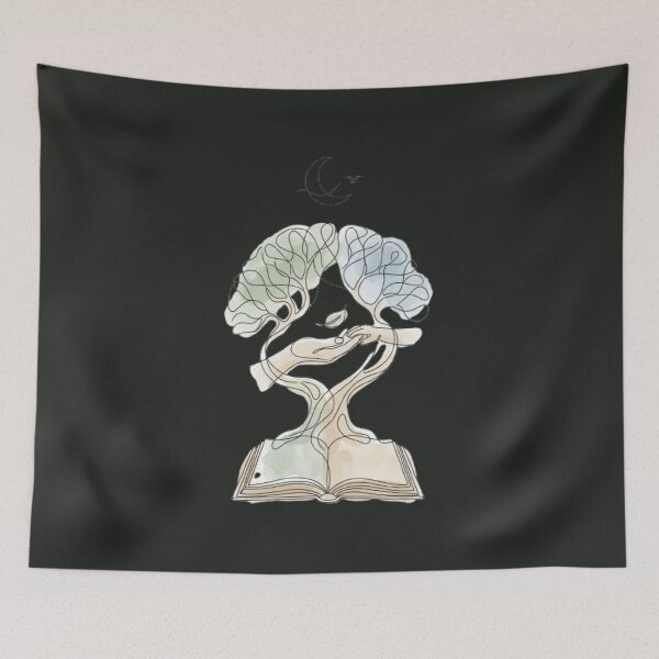 Item preview, The Architecture of Quiet Moments - Open Book Tree Line Art designed and sold by InnerwayStudio.