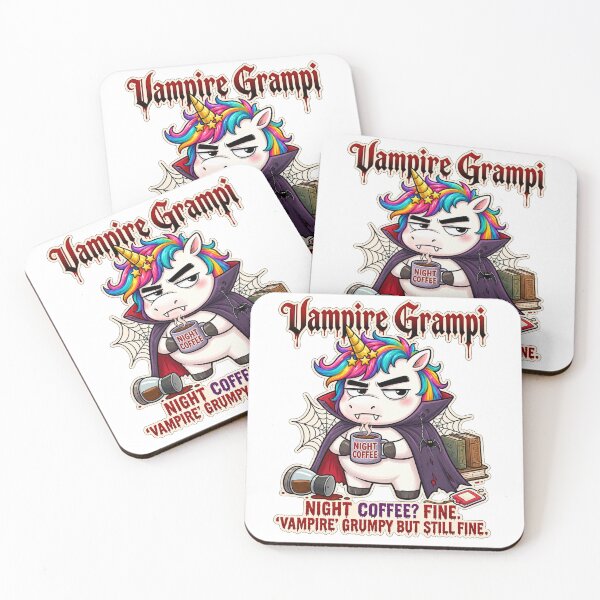 Item preview, Vampire Grampi Night Coffee – Grumpy Unicorn Vampire Gothic Halloween Design designed and sold by Sitred123.