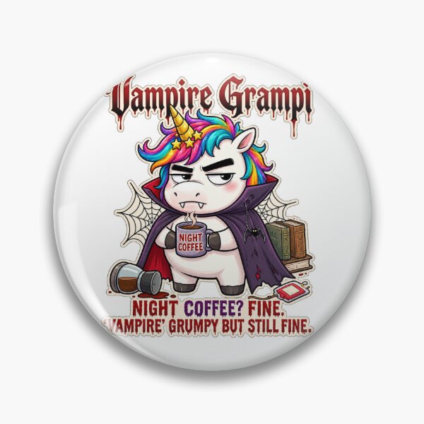 Item preview, Vampire Grampi Night Coffee – Grumpy Unicorn Vampire Gothic Halloween Design designed and sold by Sitred123.
