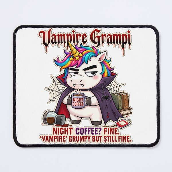 Item preview, Vampire Grampi Night Coffee – Grumpy Unicorn Vampire Gothic Halloween Design designed and sold by Sitred123.