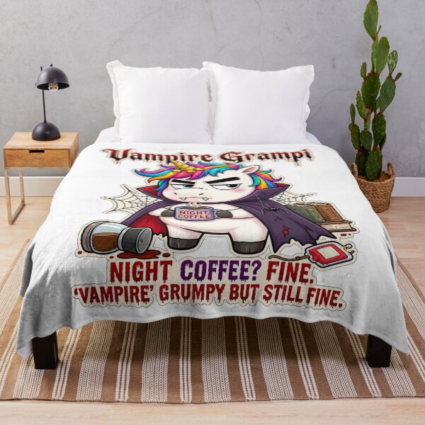 Item preview, Vampire Grampi Night Coffee – Grumpy Unicorn Vampire Gothic Halloween Design designed and sold by Sitred123.