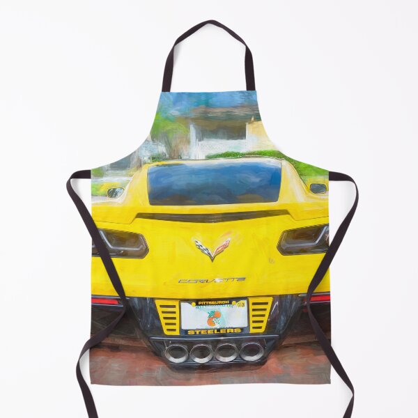 Item preview, 2014 Corvette Stingray Coupe Velocity Yellow Hood Badge Poster designed and sold by RichFrancoCars.