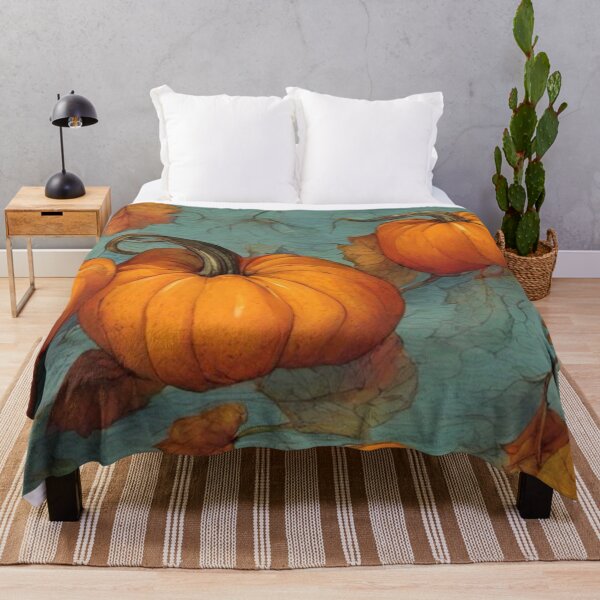 Item preview, Vintage Oil Painting Autumn Pumpkins Pattern — Rustic Orange and Teal Fall Harves designed and sold by LYAN-STORE.