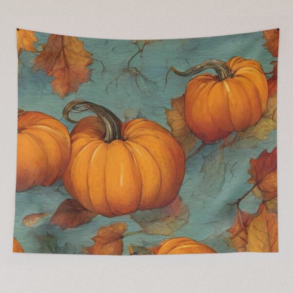 Item preview, Vintage Oil Painting Autumn Pumpkins Pattern — Rustic Orange and Teal Fall Harves designed and sold by LYAN-STORE.
