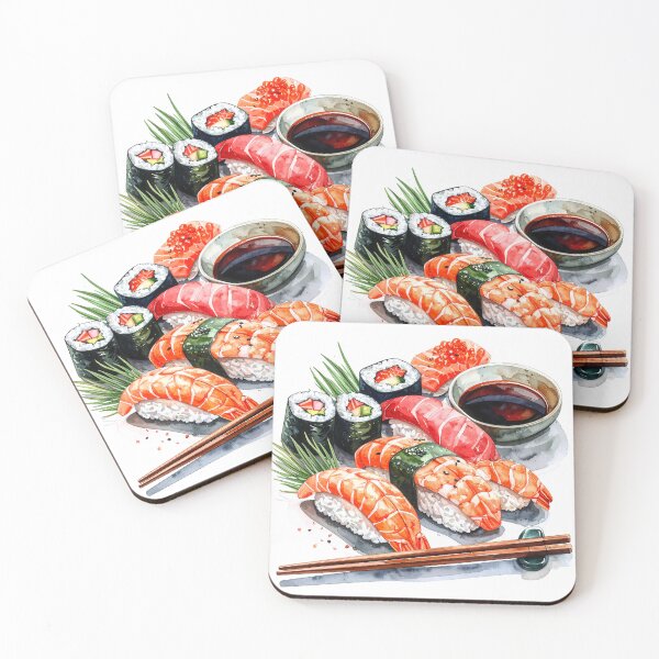Item preview, Japanese Sushi Watercolor Illustration designed and sold by BetweenForms.