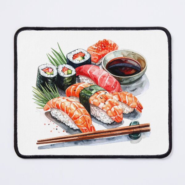 Item preview, Japanese Sushi Watercolor Illustration designed and sold by BetweenForms.
