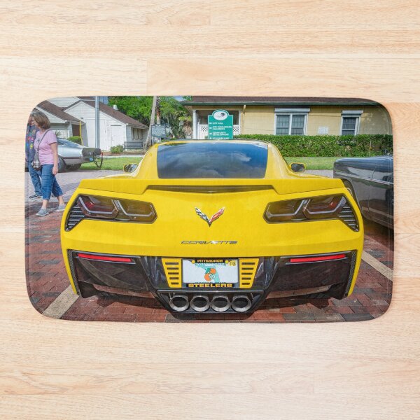 Item preview,  2014 Corvette Stingray Coupe Velocity Yellow Hood Badge Poster designed and sold by RichFrancoCars.