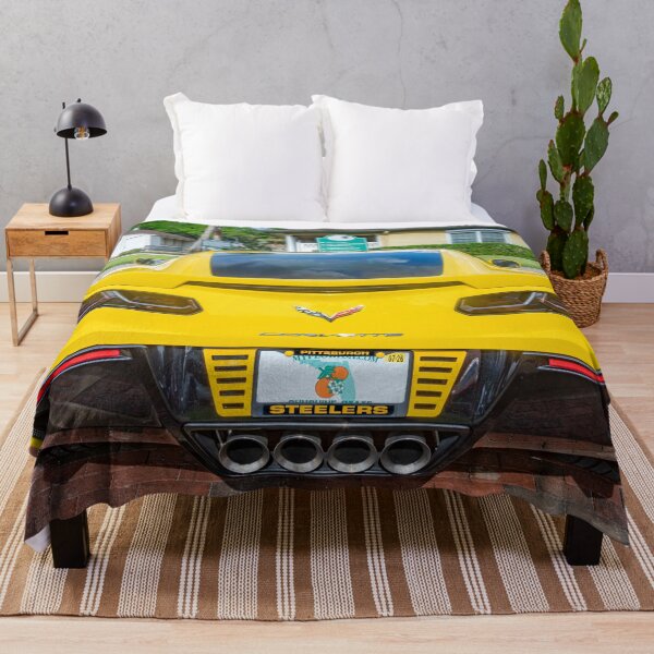 Item preview,  2014 Corvette Stingray Coupe Velocity Yellow Hood Badge Poster designed and sold by RichFrancoCars.