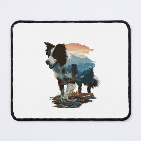 Item preview, Hiking Dog Border Collie Mountain Adventure designed and sold by NicolasGlowArt.