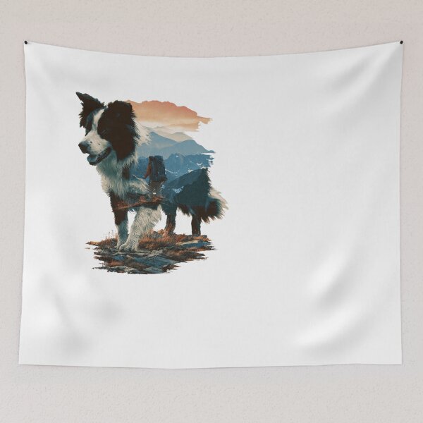 Item preview, Hiking Dog Border Collie Mountain Adventure designed and sold by NicolasGlowArt.