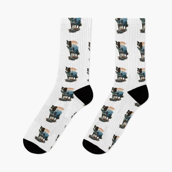 Item preview, Hiking Dog Border Collie Mountain Adventure designed and sold by NicolasGlowArt.