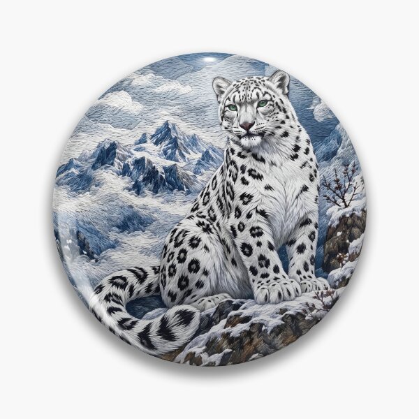 Item preview, Snow Leopard Mountain Art – Ice Blue Wildlife Portrait designed and sold by ManJiangHong.