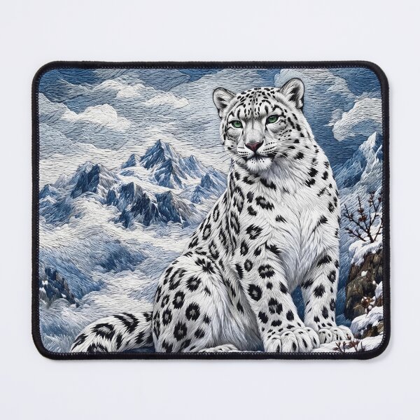 Item preview, Snow Leopard Mountain Art – Ice Blue Wildlife Portrait designed and sold by ManJiangHong.