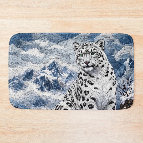 Item preview, Snow Leopard Mountain Art – Ice Blue Wildlife Portrait designed and sold by ManJiangHong.