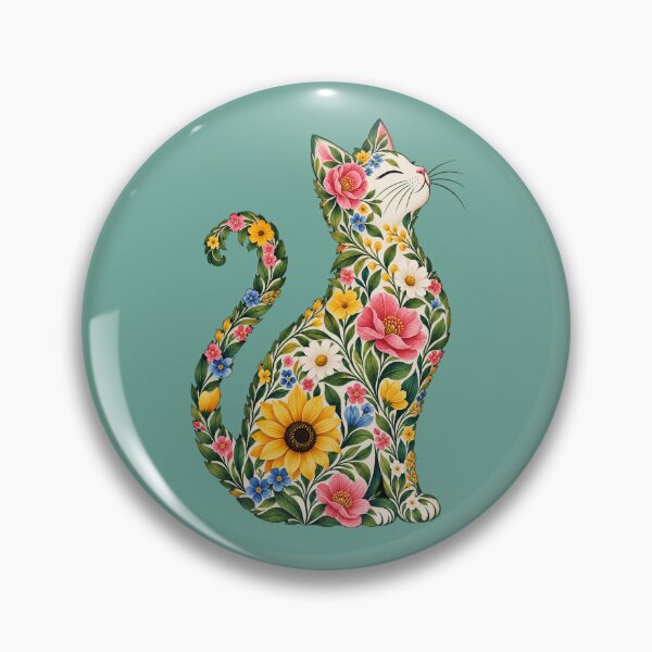 Artikelvorschau, Blumenkatzen-Design – Farbenfrohe botanische Katze für Katzenliebhaber entworfen und verkauft von Trendi Kloset.